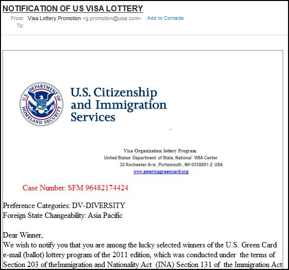 visa card logo. USCIS Green Card Visa Scam