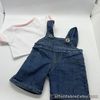 Build A Bear White T Shirt With Pink  Trim And Denim Overalls