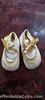 German Doll Shoes Leather Vintage 4" lg x 2" wide yellow cream VGC