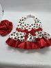 Build A Bear Red, White And Green Satin Halter Neck Dress & Satin Knickers