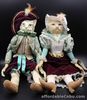 Pair of Katherine's Collection Handmade Venetian or Renaissance Style Cat Dolls