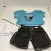 Build A Bear Blue Furies In Flight Top, Denim Jeans  And White Widefronts