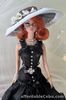 Barbie Black Sinamay Hat Made for Silkstone (Haute Monde) Black White Flowe OOAK