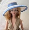 Barbie Hat Made For Silkstone blue straw with ribbon OOAK