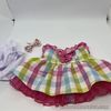 Build A Bear Cotton Plaid  Dress Flared Skirt And Matching Ear Bow