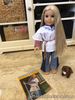 American Girl Julie with complete meet outfit and Nutmeg the bunny and Book