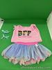 Build A Bear Pink BFF Top, Pastel Layered Skirt & Ear Bows