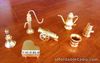 GROUP LOT OF 7 X BRASS MINIATURES FOR DOLL'S HOUSE OR ORNAMENTS