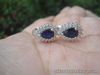 Natural Blue SAPPHIRE Pear & White CZ Stones  Sterling 925 Silver EARRINGS