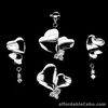 CUBIC ZIRCONIA STERLING 925 SILVER Heart Earrings Ring Pendant Jewelry SET