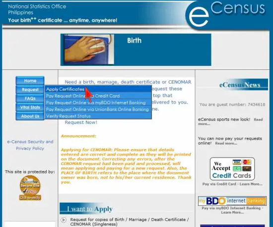 Picture of How to Get and Pay CENOMAR Using Unionbank Online Banking