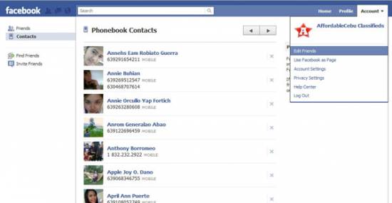 Picture of View All Phone Numbers of Facebook Friends