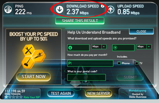 Picture of Globe New Maximum Wireless Internet Speed