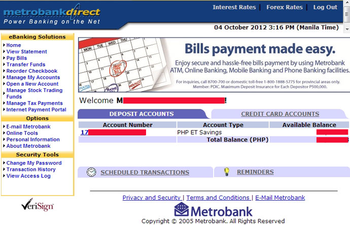 Metrobank Online Balance Inquiry