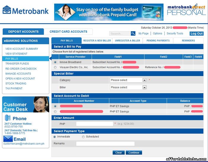 Pay Bill Metrobank Online Banking