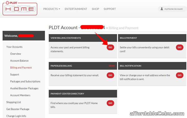 how to see your account number in pldt