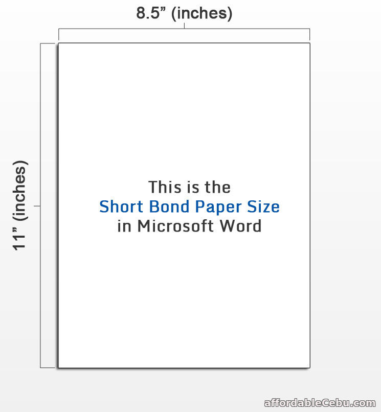 Short Bond Paper Size in Microsoft Word