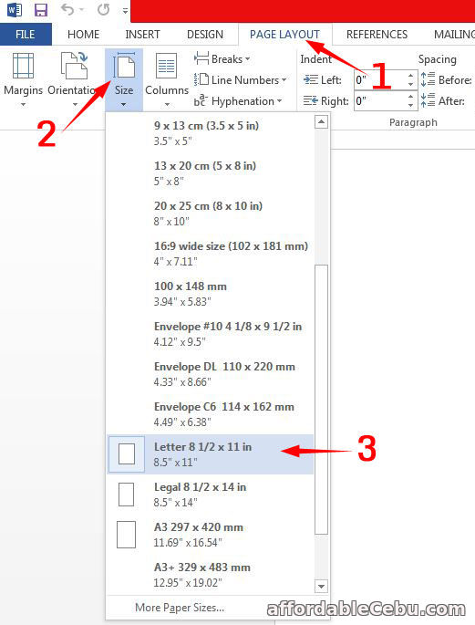 Short Bond Paper Size in Microsoft Word