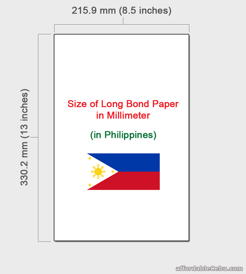 Long Bond Paper Size in mm (millimeter) in Philippines
