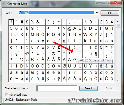 How to write square sign on computer