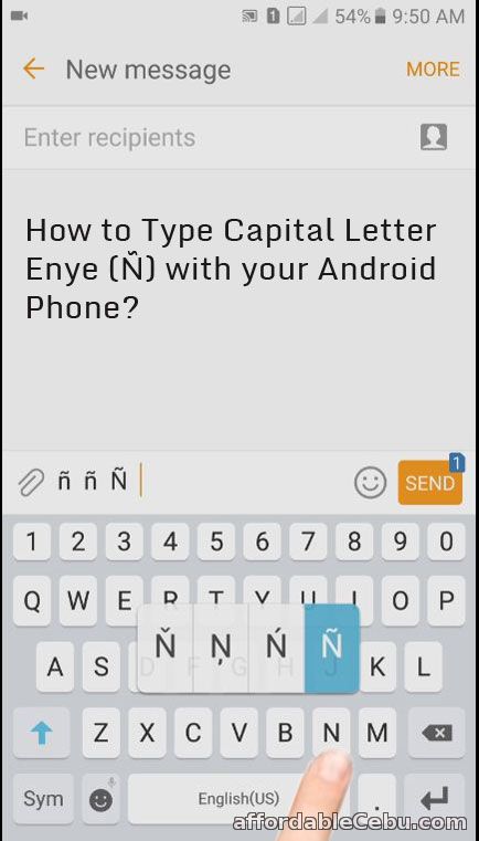 Capital Letter Enye in Android Phone