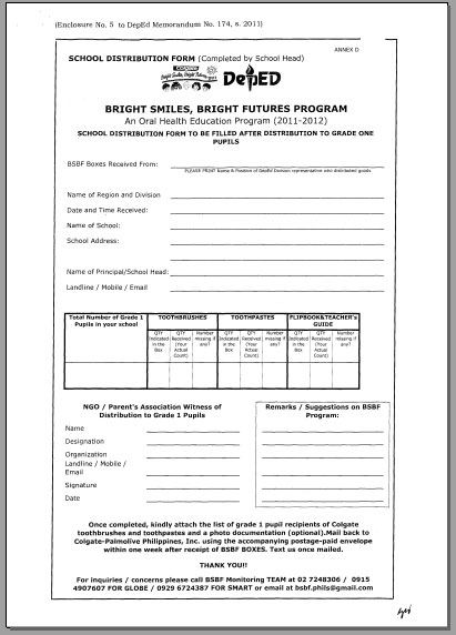 School Distribution Form