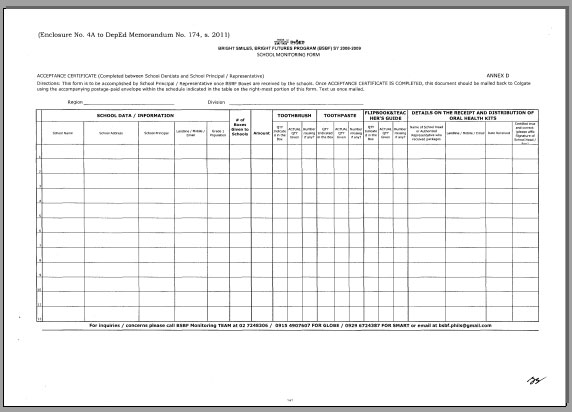 School Monitoring Form