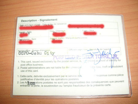 Postal ID in Cebu, Philippines_back rear view