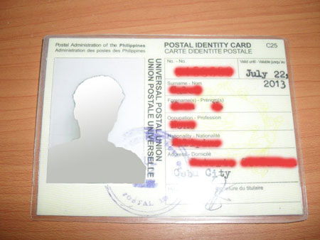 Postal ID in Cebu, Philippines_front view