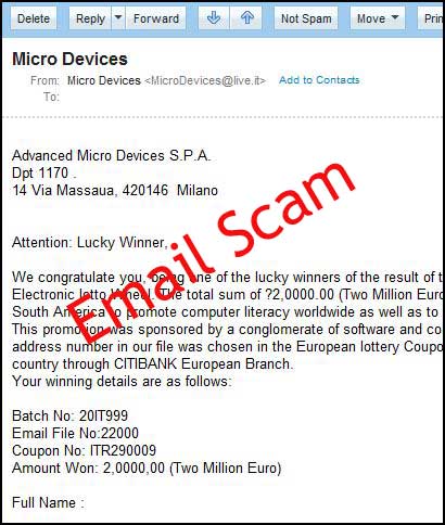 Microlist email award scam Micro Device