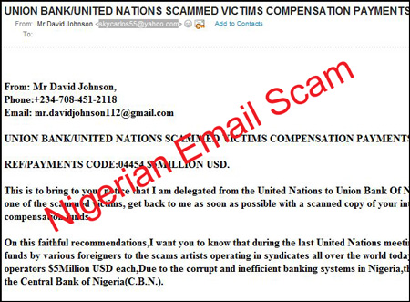 Nigerian email scam from David Johnson