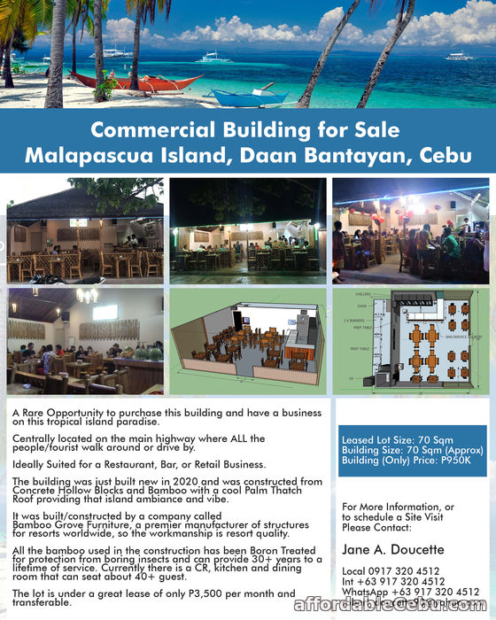 1st picture of Commercial Building for Sale Malapascua Island, Daan Bantayan, Cebu For Sale in Cebu, Philippines