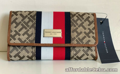 1st picture of NEW! TOMMY HILFIGER BROWN RED CONTINENTAL CHECKBOOK CLUTCH PURSE WALLET $48 SALE For Sale in Cebu, Philippines