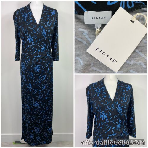 1st picture of Jigsaw Maxi Wrap Dress Size XL Jersey Scribble Floral Black RRP £110 For Sale in Cebu, Philippines