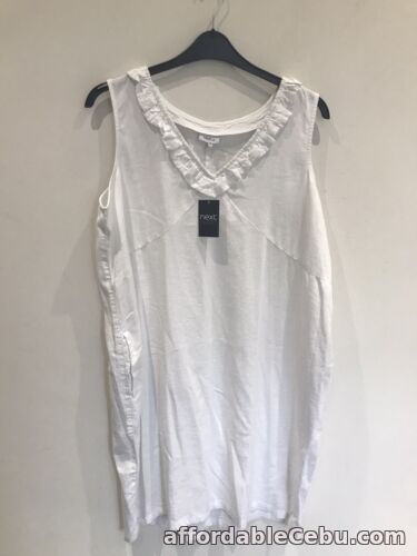 1st picture of Next size 18 White Linen Dress With Frill To Neckline. BNWT For Sale in Cebu, Philippines