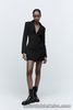 Zara Black Blazer Dress Lapel Collar V-Neckline Long Sleeves Size L BNWT RRP £59