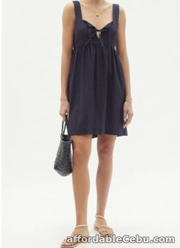 1st picture of WIGGY KIT Privet Dress - Navy Blue Cotton Seersucker - Size S - RRP £255 - BNWT For Sale in Cebu, Philippines