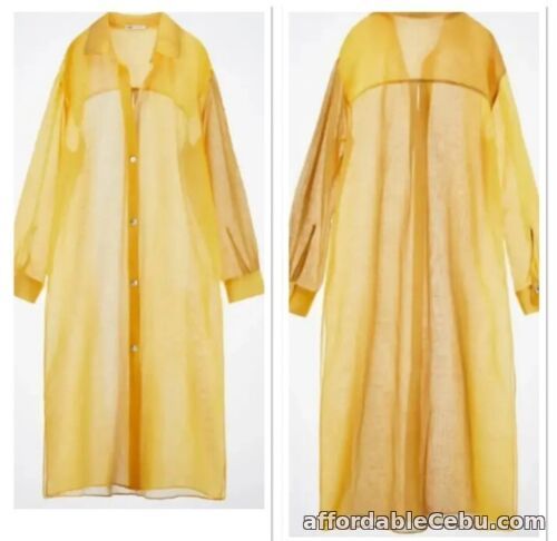 1st picture of ZARA YELLOW LINEN/SILK BLEND OVERSIZED SHIRT DRESS SIZE xs-s rrp £99 For Sale in Cebu, Philippines