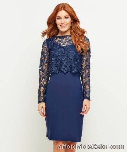 1st picture of Joe Browns Special Occasion Navy Lace Overlay Jersey Fitted Dress UK 12 BNWT For Sale in Cebu, Philippines