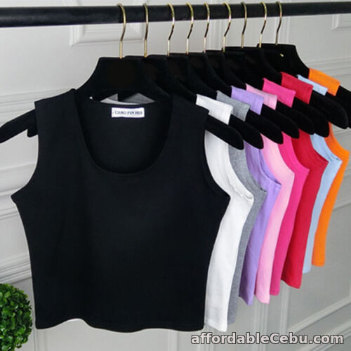 1st picture of Ladies Short Vest Top Cotton Tank Strappy Camisole Crew Neck Sport Gym Fitness For Sale in Cebu, Philippines