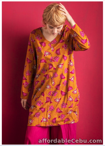 1st picture of BNWT Gudrun Sjoden Size L 16-18 Orange Dolores Hen/Bird Print Jersey Tunic Dress For Sale in Cebu, Philippines