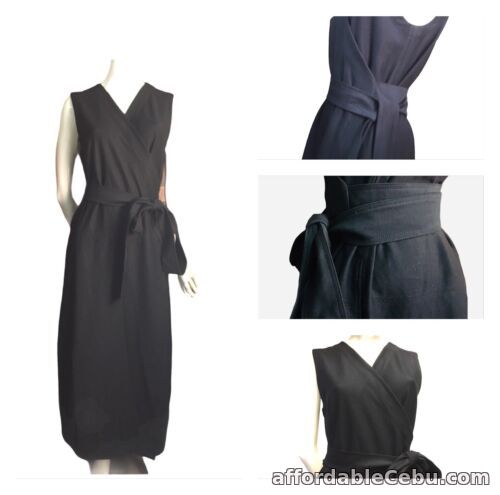 1st picture of COS Women’s Cotton Black Bohemian Belted Wrap Dress Size L UK Size 18-20 For Sale in Cebu, Philippines