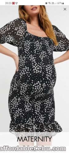 1st picture of Womens Size 12 Missguided Maternity Black Floral Shirred Midi Dress BNWT For Sale in Cebu, Philippines