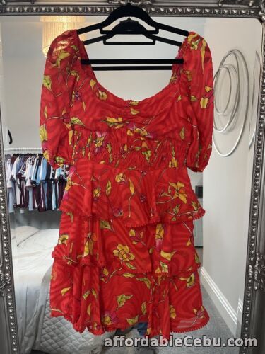 1st picture of BNWT Dark Pink Dress. Bright Orange / Red / Yellow Floral Dress Size 12 For Sale in Cebu, Philippines