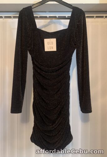 1st picture of QED London Black Gold &Ruched Detail Bodycon Dress BRAND NEW + TAGS (Size 10 UK) For Sale in Cebu, Philippines