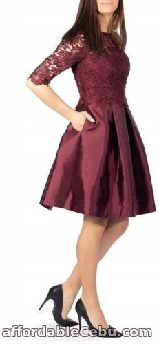 1st picture of Ted Baker Maaria Oxblood Lace Bodice Dress, Red Size 2 /UK 10. For Sale in Cebu, Philippines