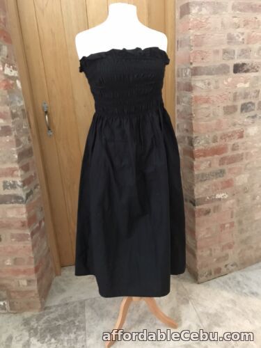 1st picture of H&M New BLACK STRAPPY COTTON MIDI DRESS M Uk 12 14bSHIRRED ELASTIC BODICE Straps For Sale in Cebu, Philippines