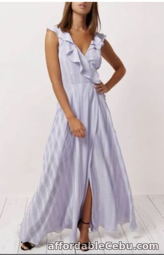1st picture of River Island Lilac Stripe Frill Wrap Maxi Dress Size 18 BNWTS Wedding Bridesmaid For Sale in Cebu, Philippines