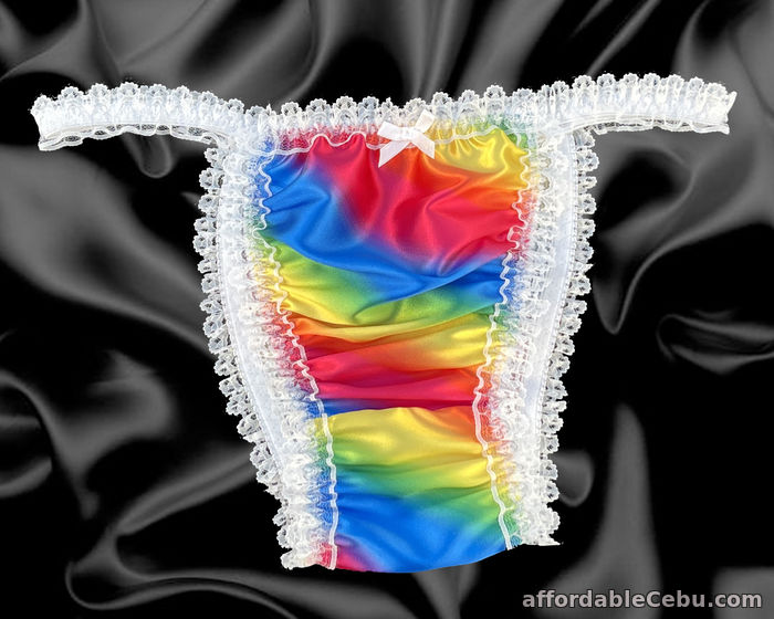 1st picture of Rainbow Satin Silky Sissy Frilly Lace Bikini Tanga Knickers Briefs CDTV Panties For Sale in Cebu, Philippines