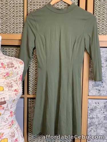 1st picture of New Look Green 2/4 sleeve high neck A- Line Dress With Label UK 12 For Sale in Cebu, Philippines